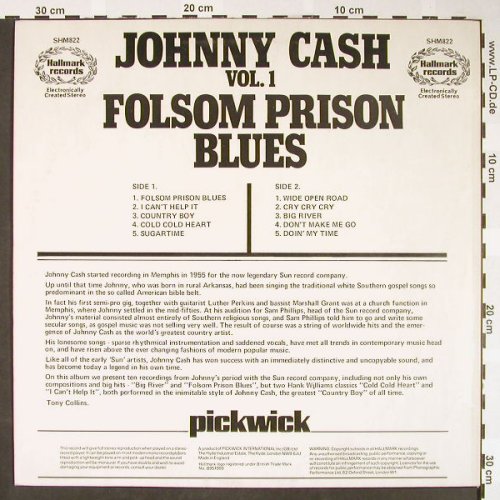 Cash,Johnny: Folsom Prison Blues Vol.1 (1969), Hallmark (SHM 822), UK Typ: LP Best.-Nr.: Y6311 Preis: 6,00 Euro