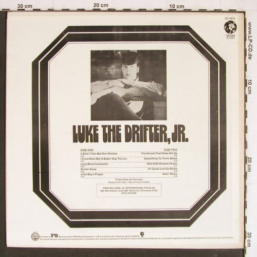 Luke the Drifter,JR.: Same (Hank Williams JR.), vg+/m-, MGM (SE-4673), US Typ: LP Best.-Nr.: Y7508 Preis: 6,00 Euro