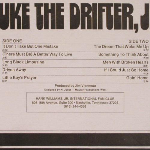 Luke the Drifter,JR.: Same (Hank Williams JR.), vg+/m-, MGM (SE-4673), US Typ: LP Best.-Nr.: Y7508 Preis: 6,00 Euro