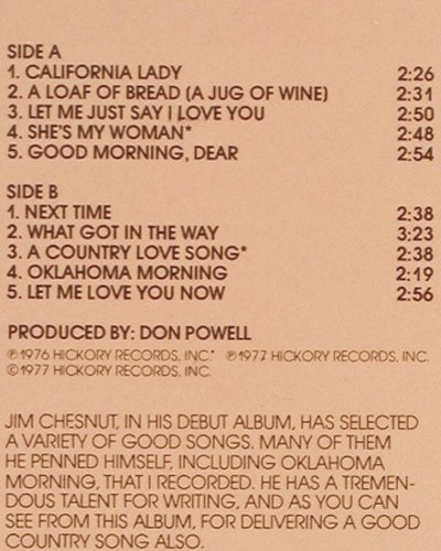Chesnut,Jim: Let Me Love You Now, ABC/Hickory (AH-44004), US, co, 1977 Typ: LP Best.-Nr.: Y7510 Preis: 6,00 Euro