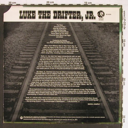 Luke the Drifter,JR.: Same (Hank Williams JR.), MGM (SE-4559), US, CO, 1968 Typ: LP Best.-Nr.: Y7516 Preis: 9,00 Euro