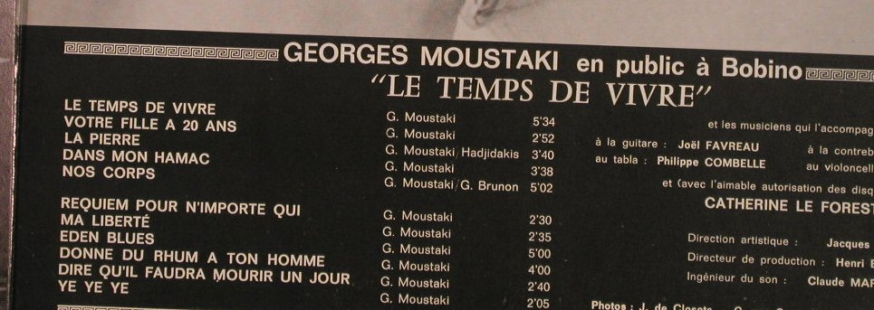 Moustaki,Georges: Bobino 70, Foc, Polydor(2473 004), F, 1970 - LP - F7581 - 6,00 Euro