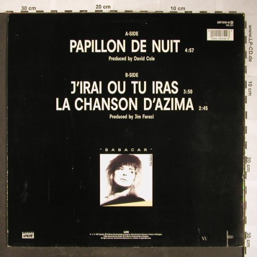 Gall,France: Papillon de Nuit + 2, co, WEA(247 641-0), D, 1987 - 12inch - H5715 - 2,50 Euro