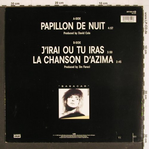 Gall,France: Papillon de Nuit + 2, co, WEA(247 641-0), D, 1987 - 12inch - H5715 - 2,50 Euro