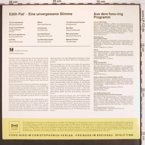 Piaf,Edith: Eine unvergessene Stimme (live), Fono-Ring(SFGLP 77 969), D,  - LP - V1021 - 7,50 Euro