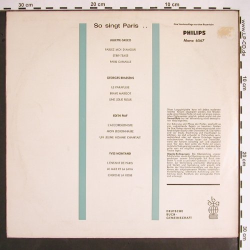 V.A.So singt Paris: Greco, Brassens, Piaf, Montand, Philips, DSC(6567), D, Mono,  - LP - V1454 - 5,00 Euro