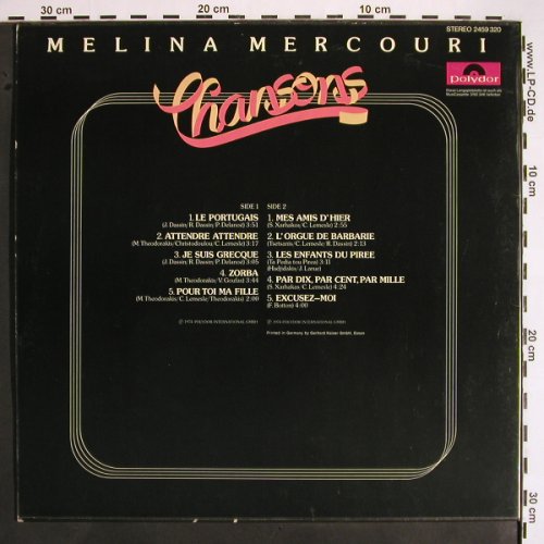 Mercouri,Melina: Chansons, Polydor(2459 320), D, 1974 - LP - V1635 - 7,50 Euro