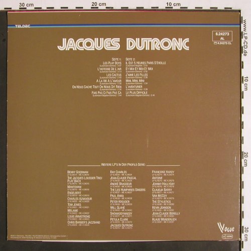 Dutronc,Jacques: Same (1970) , Profile Serie, Vogue (6.24273 AL), D, 1970 Typ: LP Best.-Nr.: V1819 Preis: 7,50 Euro
