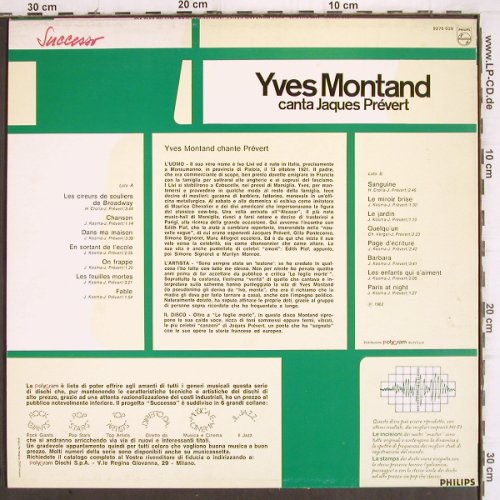 Montand,Yves: Canta Jaques Prvert (1962), Philips(9279 039), I, Ri,  - LP - V323 - 6,00 Euro