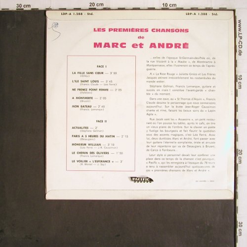 Marc et Andre: Chansons de, Pacific(LPD-A 1.288-Std), F, 1961 - 10inch - V402 - 9,00 Euro