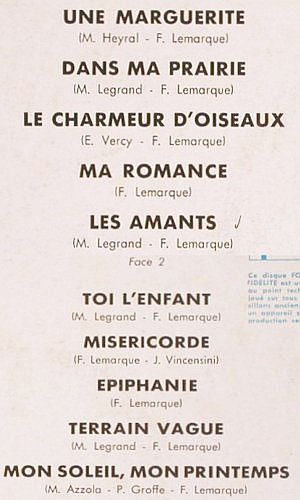 Lemarque,Francis: Same, avec Michel Legrand et son O., Fontana (660.258 MR), F, 1961 Typ: 10" Best.-Nr.: V405 Preis: 9,00 Euro