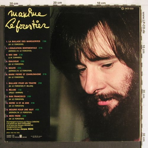 Le Forestier,Maxime: Enregistrement Public, Polydor (2473 033), F, 1974 Typ: LP Best.-Nr.: V457 Preis: 6,00 Euro