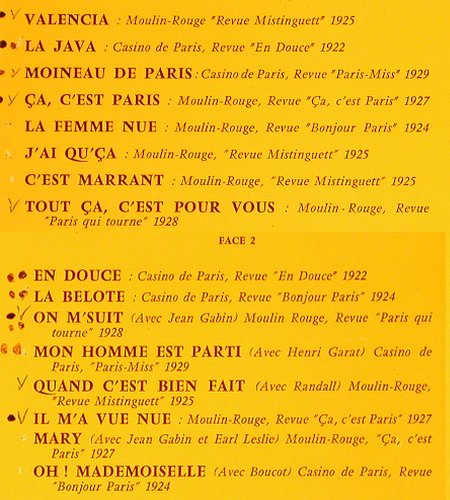 Mistinguett: Chante Paris, Foc,woc, Stoc-Collage, Vega (white)(V 30 X 880), F,hist rec, 1961 - LP - V70 - 15,00 Euro