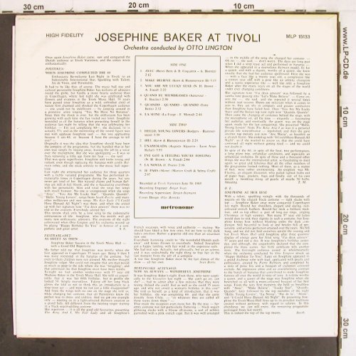 Baker,Josephine: At Tivoli - Otto Lington's Orch., Metronome (MLP 15 133), D, 1963 Typ: LP Best.-Nr.: V71 Preis: 12,50 Euro