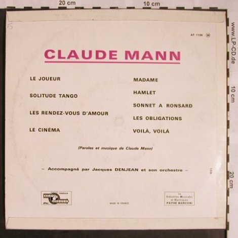 Mann,Claude: Same (Le Joueur), vg+/vg+, Pathé(AT 1136), F,  - 10inch - X1226 - 5,00 Euro