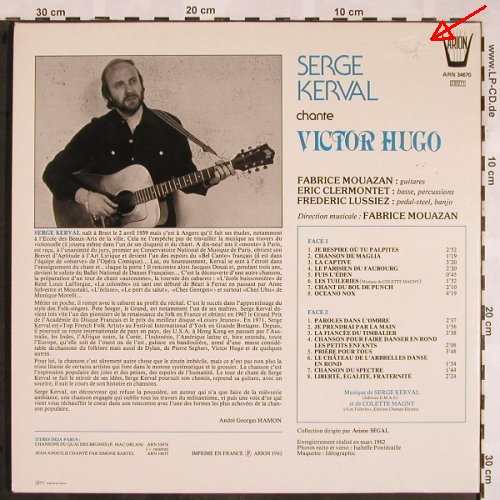Kerval,Serge: Chante Victor Hugo, Foc, m--/vg+, Arion(ARN 34670), F, 1982 - LP - X1298 - 6,00 Euro