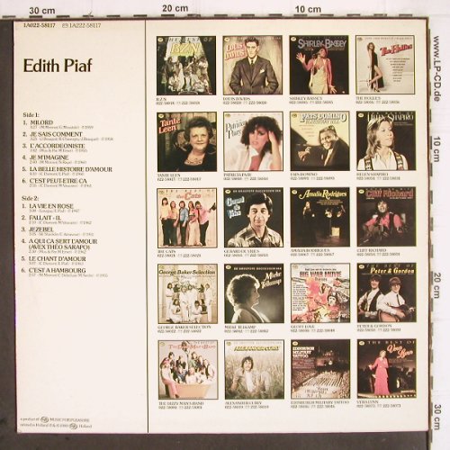 Piaf,Edith: Milord-La Vie En Rose L'Accordeonis, MFP (1A022-58117), NL,m-/vg+, 1980 Typ: LP Best.-Nr.: X1449 Preis: 3,00 Euro