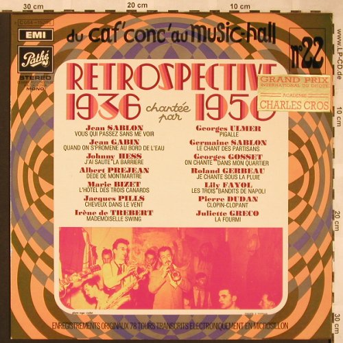 V.A.Du Caf'conc' au Music-Hall: Retrospective 1936-1950, Pathe(C 054-15296), F,  - LP - X1585 - 9,00 Euro