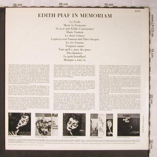Piaf,Edith: In Memoriam, Columbia(83 557), D,  - LP - X5086 - 9,00 Euro