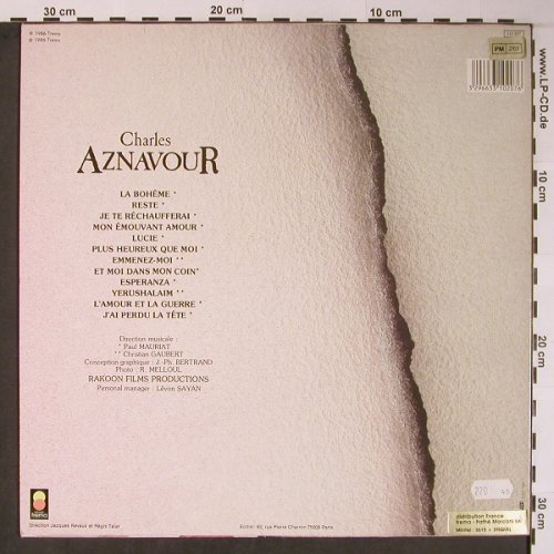 Aznavour,Charles: Same - La Boheme Reste...., Trema (310 207), F, 1986 Typ: LP Best.-Nr.: X5984 Preis: 7,50 Euro