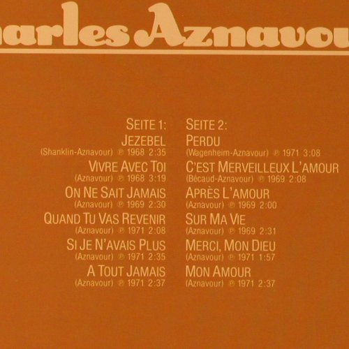 Aznavour,Charles: Profile, Telefunken (6.24020 AL), D, 1977 Typ: LP Best.-Nr.: X9138 Preis: 7,50 Euro