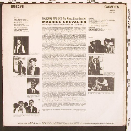 Chevalier,Maurice: Toujours Maurice, m-/vg-, greenRCA (CDM1007), UK, Mono, 1969 Typ: LP Best.-Nr.: X9167 Preis: 5,00 Euro