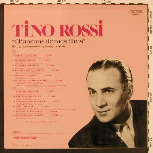 Rossi,Tino: Chansons de mes films (vol.6), Columbia(C 062-15606), F, 1978 - LP - X9850 - 9,00 Euro