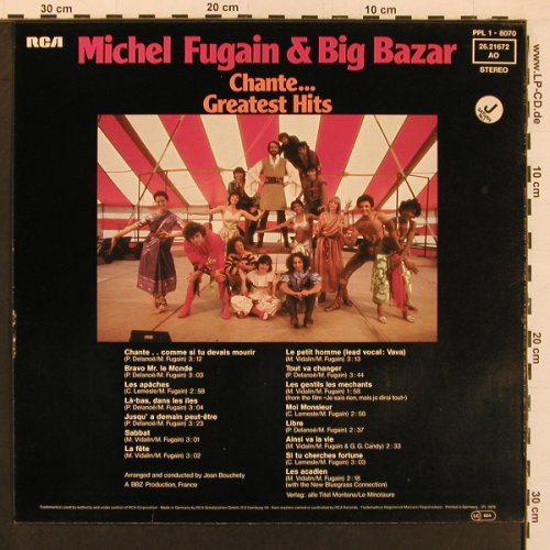Fugain,Michel & Big Bazar: Chante..Greatest Hits, RCA (26.21672), D, 1976 Typ: LP Best.-Nr.: X9981 Preis: 7,50 Euro