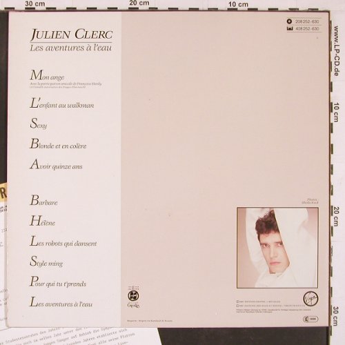 Clerc,Julien: Les aventures a l'eau, vg+/m-, Virgin (208 252-630), D, 1987 Typ: LP Best.-Nr.: Y1249 Preis: 5,00 Euro