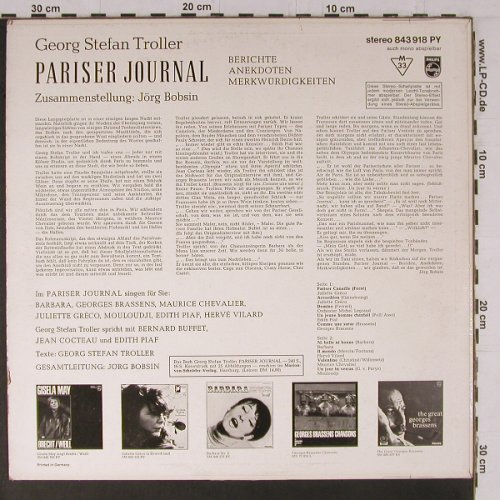 V.A.Pariser Journal: Orgn.Interv. Piaf, Cocteau, Grco.., Philips(843 918 PY), D,  - LP - Y1465 - 9,00 Euro