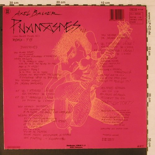 Bauer,Axel: Phantasmes *2 (remix), Vogue(311120), F, 1984 - 12inch - Y1527 - 4,00 Euro