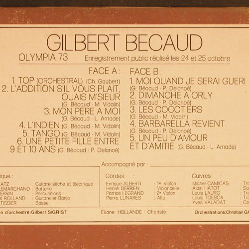 Becaud,Gilbert: Olympia 1973, EMI Columbia (C 064-12694), D, 1973 Typ: LP Best.-Nr.: Y4701 Preis: 7,50 Euro