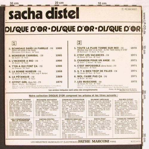 Distel,Sascha: Le Disque de'Or, Foc, Columbia/EMI (C 066-16057), F, 1975 Typ: LP Best.-Nr.: Y5060 Preis: 7,50 Euro