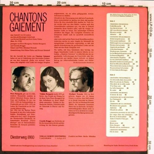 V.A.Chantons Gaiement: 40 Französiche Lieder, MD Schallplatte(Diesterweg 8160), D, 1975 - LP - Y5339 - 7,50 Euro