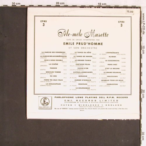 Emile Prud'Homme et son Orch.: Pele-Mele Musette, Parlophone (CPMD 3), UK Typ: 10" Best.-Nr.: Y5847 Preis: 7,50 Euro