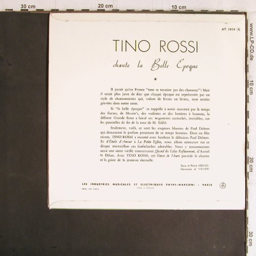 Rossi,Tino: Chante "La Belle Epoque", Pathe(33 AT 1014), F,  - 10inch - Y5873 - 12,50 Euro