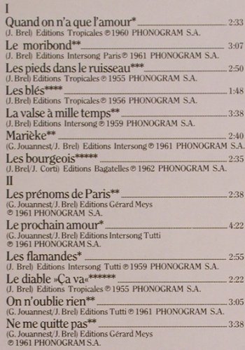 Brel,Jacques: Edition La Chanson Vol.II, Philips (9198 361), D Typ: LP Best.-Nr.: Y6976 Preis: 6,00 Euro