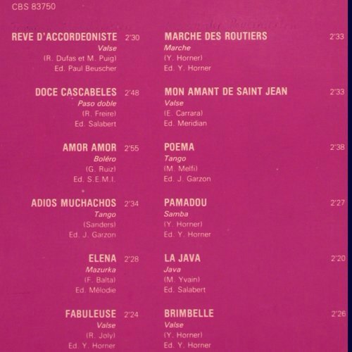 Horner,Yvette: Les grands succes du musette,Vol.4, CBS (88 462), F,Foc,woc, 1979 Typ: 2LP Best.-Nr.: Y7031 Preis: 7,50 Euro