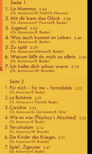 Aznavour,Charles: singt deutsch, Barclay (BLP 16.043), D, 1974 Typ: LP Best.-Nr.: Y7293 Preis: 6,00 Euro