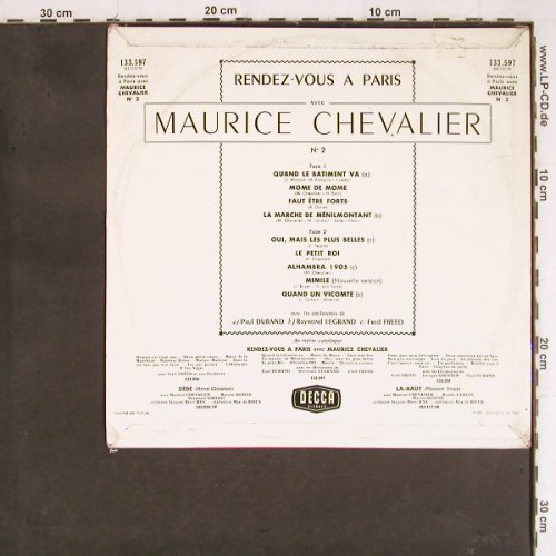 Chevalier,Maurice: Rendez-vous a Paris avec 2, m /vg+, Decca (133.597), D Typ: 10" Best.-Nr.: Y8012 Preis: 6,00 Euro