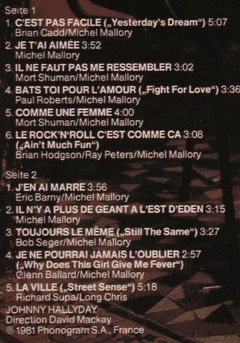 Hallyday,Johnny: Pas Facile, Metronome (0060.498), D, 1981 Typ: LP Best.-Nr.: Y8510 Preis: 7,50 Euro