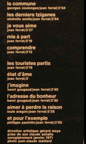 Ferrat,Jean: Same, Barclay (80.427), F, 1971 Typ: LP Best.-Nr.: Y9490 Preis: 7,50 Euro