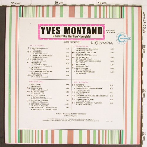 Montand,Yves: One Man Show, complete, woc, stoc, Vanguard(VSD 63/64), US, Foc, 1974 - 2LP - Y9520 - 7,50 Euro