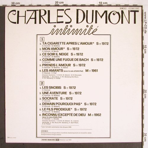 Dumont,Charles: Intimite (1972), Pathe (C 066-11950), F, Ri, 1978 Typ: LP Best.-Nr.: Y9550 Preis: 7,50 Euro