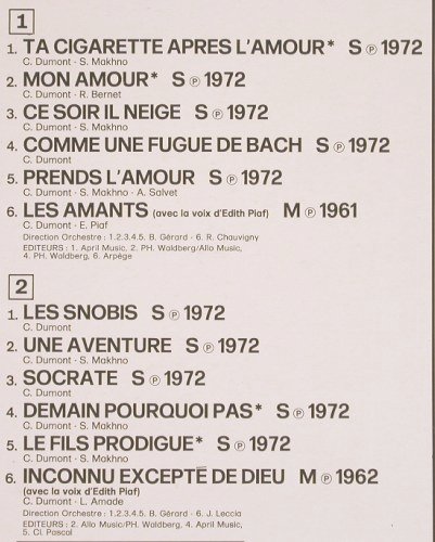 Dumont,Charles: Intimite (1972), Pathe (C 066-11950), F, Ri, 1978 Typ: LP Best.-Nr.: Y9550 Preis: 7,50 Euro