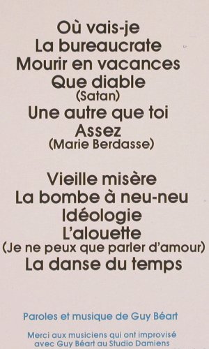 Guy Beart: Ou Vais-je La Danse du Temp, Foc, Disques Temporel (GB 00026), F, m-/vg+, 1979 Typ: LP Best.-Nr.: Y9593 Preis: 5,00 Euro