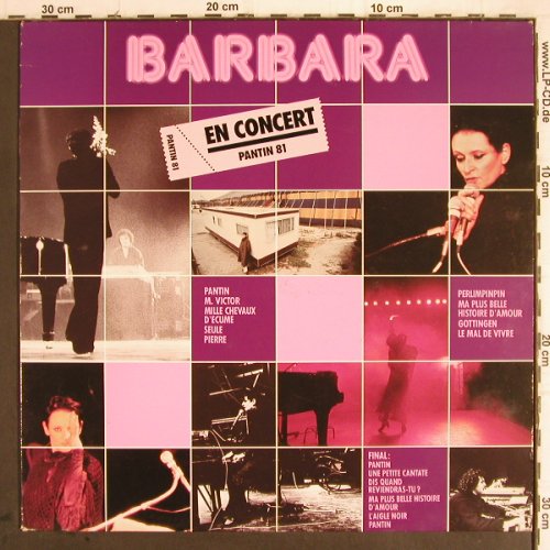 Barbara: En Concert, Pantin 81, PolyGram (830 605-1), F, 1981 Typ: LP Best.-Nr.: Y9599 Preis: 7,50 Euro
