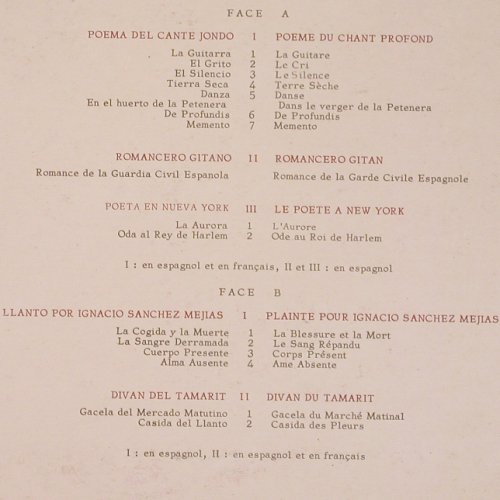 Montero,Germaine / Pedro Soler: Presence de Lorca, vg+/vg+, woc, Le Chant Du Monde(LDX 7 6032), F,  - LP - Y9621 - 5,00 Euro