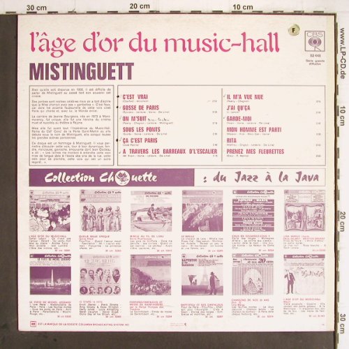 Mistinguett: l'age d'or du music-hall, woc, CBS(CBS 52 448), F,  - LP - Y9645 - 7,50 Euro