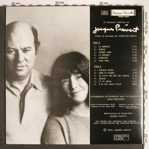 Prevert,Jacqoues / Sebastian Maroto: 12 Chansons Novelles, Foc, Jacqoues Canetti(48 862), F, 1975 - LP - Y9653 - 7,50 Euro